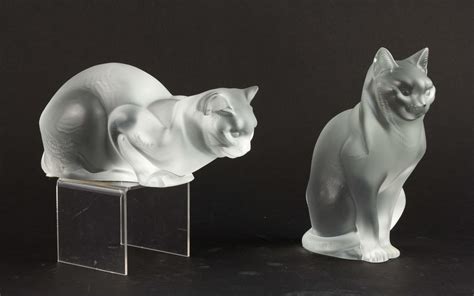 Lot Two Lalique Crystal Figures Of Cats