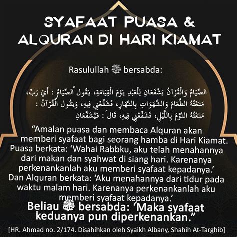 SYAFAAT PUASA DAN ALQURAN DI HARI KIAMAT