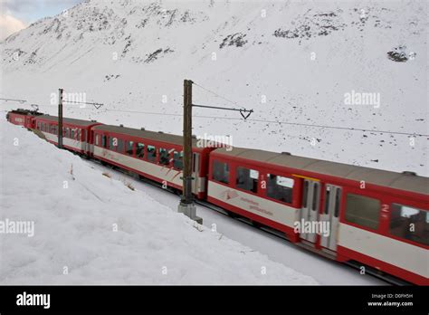 Switzerland, Canton Uri, Oberalppass, Glacier express train Stock Photo - Alamy