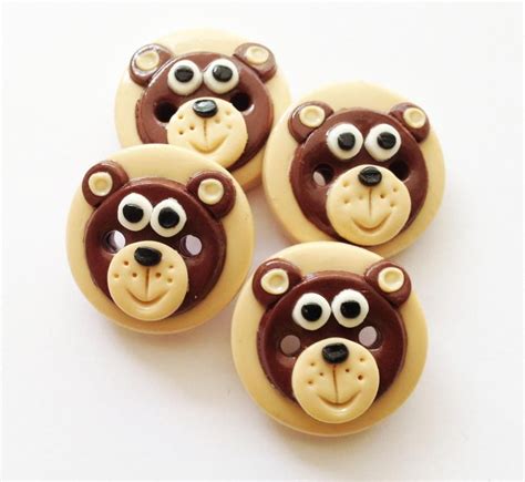 Little Bear Set Of 4 Polymer Clay Buttons Polymer Clay Clay