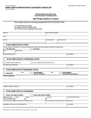 Fillable Online Documents Dgs Ca Employee S Separation Clearance