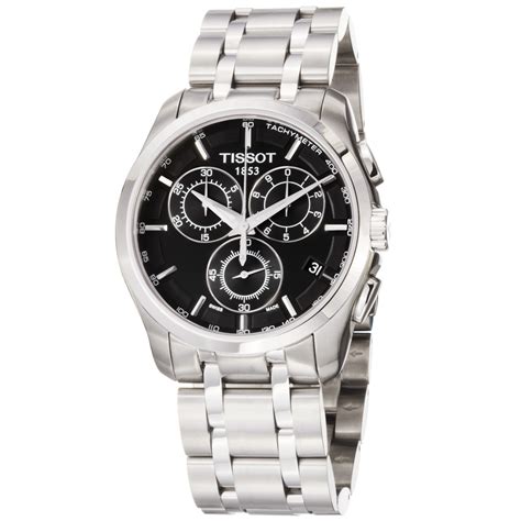 Shop Tissot Mens Couturier Black Chronograph Dial Stainless Steel