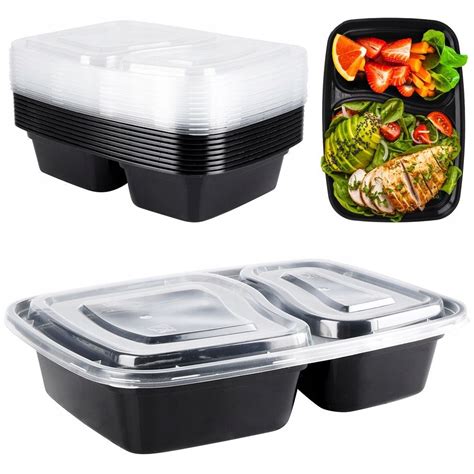 10x Pojemnik DZIELONY na żywność z 2 przegródkami lunchbox na posiłki