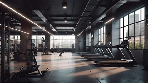 Premium Ai Image Modern Gym Interior With Sport And Fitness Equipment