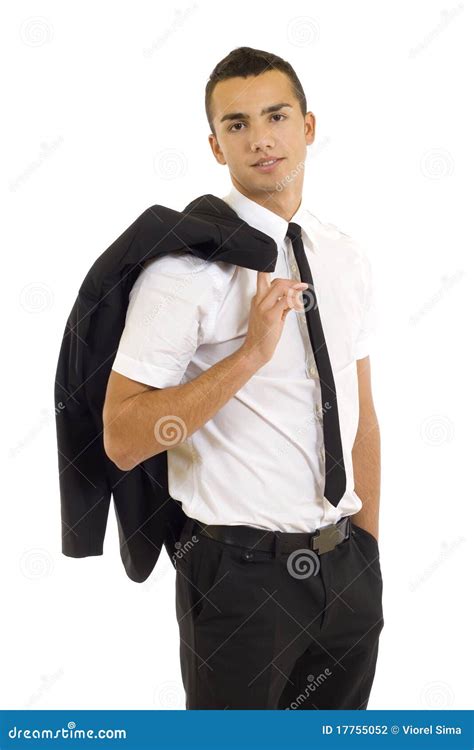 Business Man Holding His Jacket Over His Shoulder Stock Photo Image