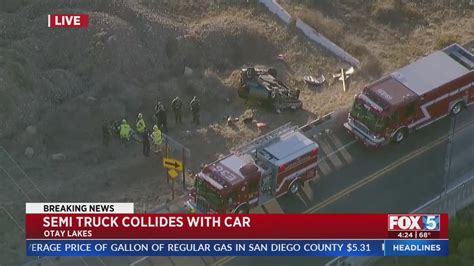 Semi Truck Collides With Car Fox 5 San Diego And Kusi News