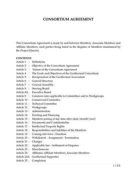 Sample Consortium Agreement | PDF | Committee | Patent