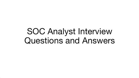 SOC Analyst Interview Questions And Answers YouTube