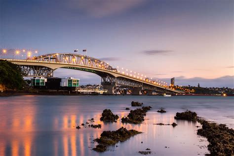 Download Auckland Harbour Bridge Dusk View.jpg Wallpaper | Wallpapers.com