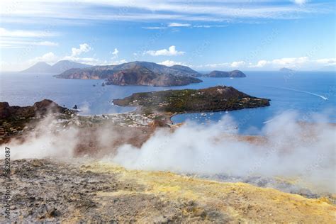 Lipari Islands active volcano Stock Photo | Adobe Stock