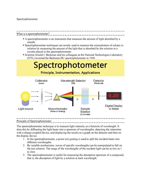 Spectrophotometer Notes Spectrophotometer What Is A