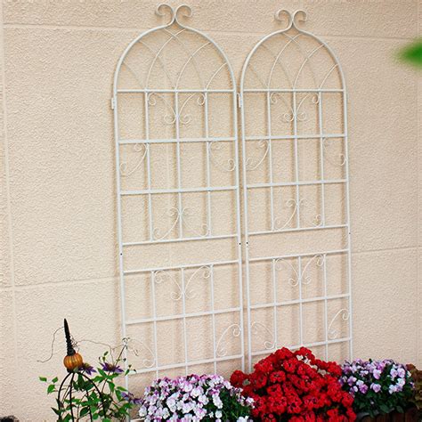 H White Outdoor Metal Garden Trellis Screen For Climbing Plants