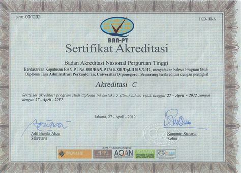 Sertifikat Akreditasi D Administrasi Perkantoran Faculty Of Social