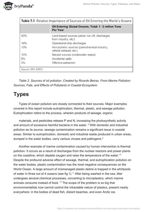 Marine Pollution: Sources, Types, Pathways, and Status - 1247 Words ...