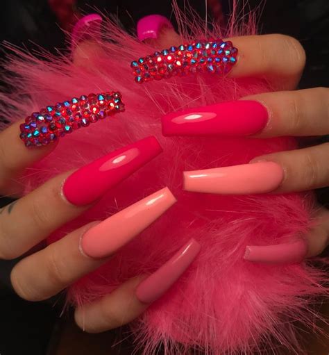 Pin By Cece John On Nails Pink Acrylic Nails Cute Nails Shiny Nails