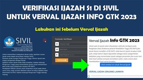 Verifikasi Ijazah S Di Sivil Untuk Verval Ijazah Info Gtk Youtube