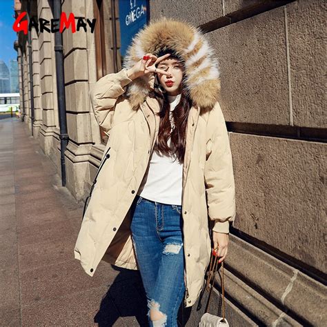 Women Fake Fur Collar Warm Winter Female Long Jacket 2018 Winter Coat