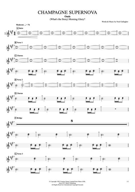 Champagne Supernova Tab By Oasis Guitar Pro Full Score MySongBook