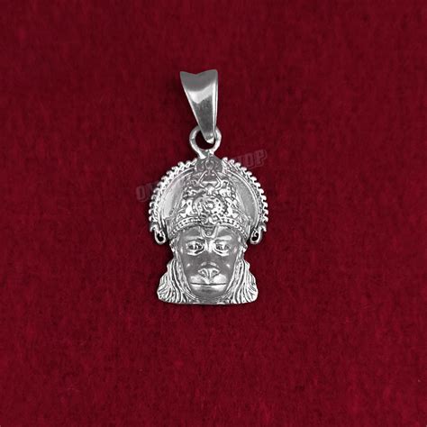 Balaji Sri Hanuman Face Pendant in Sterling Silver