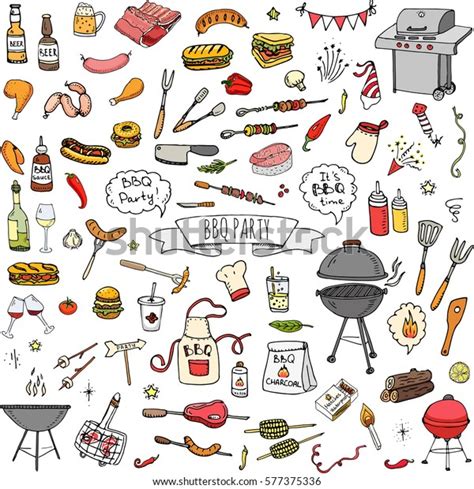 Seamless Pattern Hand Drawn Doodle Bbq Stock Vector Royalty Free