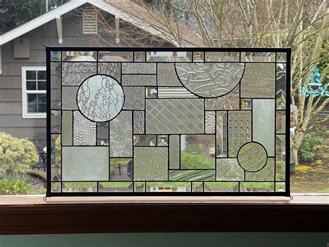 Abstract Stained Glass Panel 12.5 X 20.5 Clear Texture Privacy Window