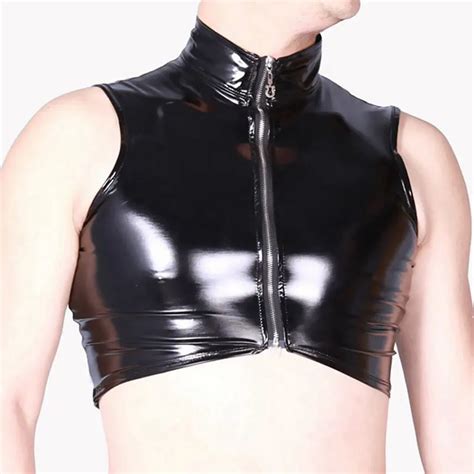 Buy Sexy Men Turtleneck Plus Size Zipper Open Tank Top