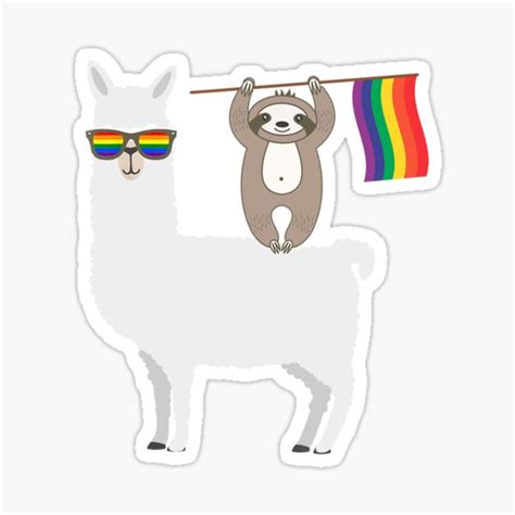 Lgbt Sloth Riding A Llama Lesbian Gay Bisexual Transgender Rainbow