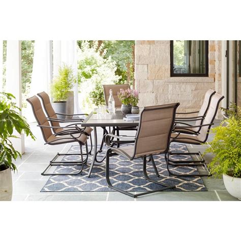 Hampton Bay Crestridge Rocking Padded Sling Spring Patio Dining Chair 6 Pack Patio Dining