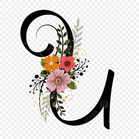 Alphabet U Vector Design Images, Alphabet Floral Letter U With Flowers ...