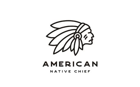 Design de logotipo de cocar de chefe índio nativo americano monoline