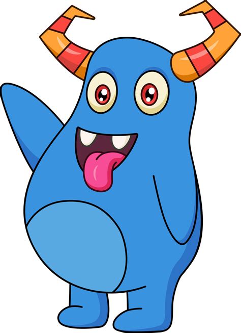 Cute blue monster cartoon vector 6124349 Vector Art at Vecteezy