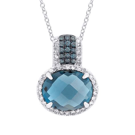 Ct Diamond Ct London Blue Topaz K White Gold Pendant