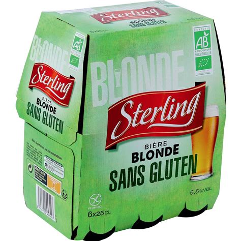 AUCHAN BIO Bière blonde sans gluten bio 5 5 bouteilles 6x25cl pas cher Auchan fr