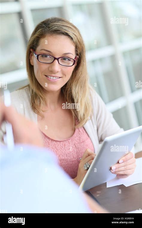 businesswoman meeting client  office stock photo alamy
