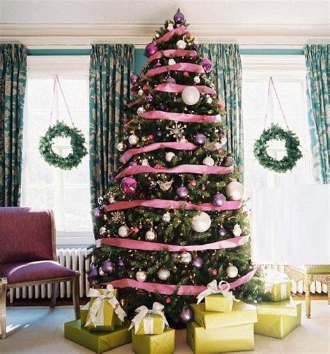 Albero Di Natale Con Nastri Rosa Decorazioni Albero Di Natale