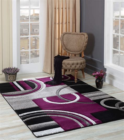 Glory Rugs Area Rug Modern X Purple Soft Hand Carved Contemporary