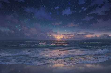 Hd Wallpaper Blue Archive Beach Sea Water Sky Coast Stars