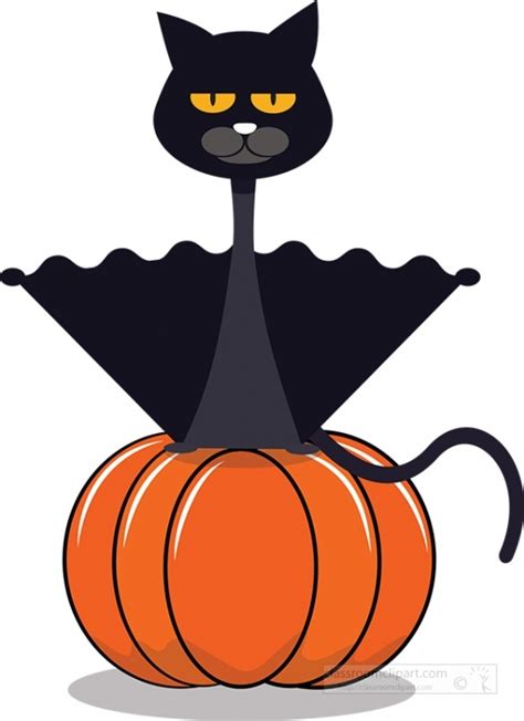 Halloween Clipart Black Cat Standing On Pumpkin Clipart