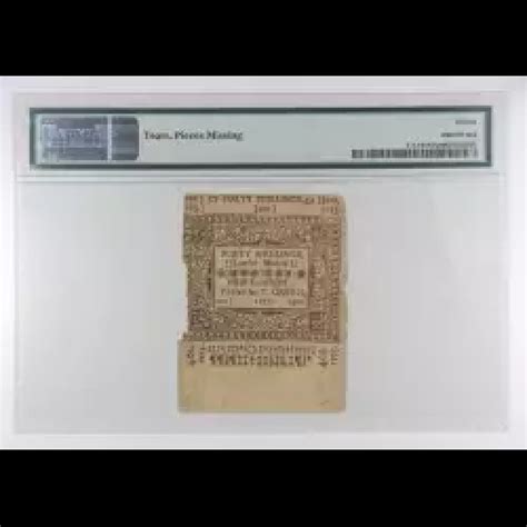 June 1, 1775 40 Shillings 6436 PMG F 15 NET Fr. CT-187 Connecticut