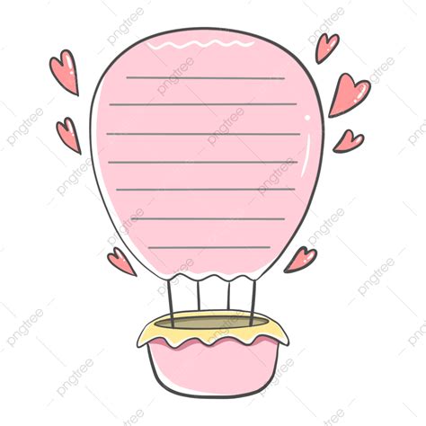 Hot Air Balloons White Transparent Cute Pink Hot Air Balloon Border