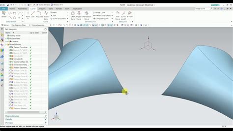 Siemens Nx Bridge Curve Nx Siemens Cad Surface Design Youtube