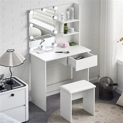 Tukailai Coiffeuse Avec Miroir Et Tabouret Led Coiffeuse Avec