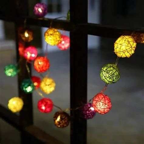 2 Meter Warm White Rattan Balls LED Fairy String Lights For Decoration