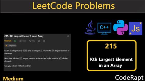 Kth Largest Element In An Array Leetcode Q 215 Py C Java JS