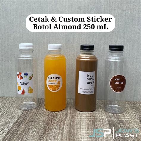 Stiker Botol Almond Bulat Bening 250 Ml Stiker Label Cetak Print Sticker Botol Logo Custom