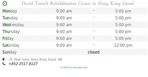 david trench rehabilitation centre hong kong island opening times
