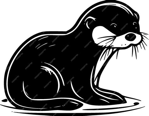 Premium Vector Otter Black And White Isolated Icon Vector Illustration