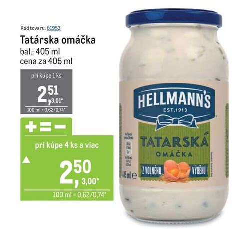 ARCHIV Hellmann s tatárska omáčka majonéza 500 ml v akcii platné do