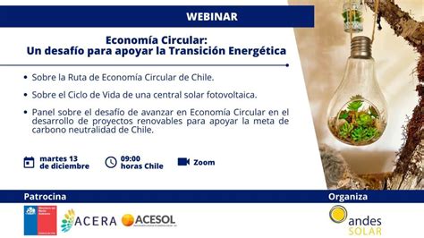 Andes Solar realizará Webinar Economía Circular en el Desarrollo de