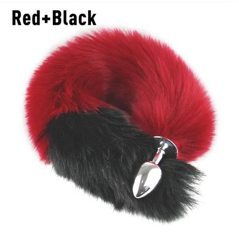 Rouge noir Plug anal en métal avec queue de renard animal pour femme Jouets sexuels Jeux